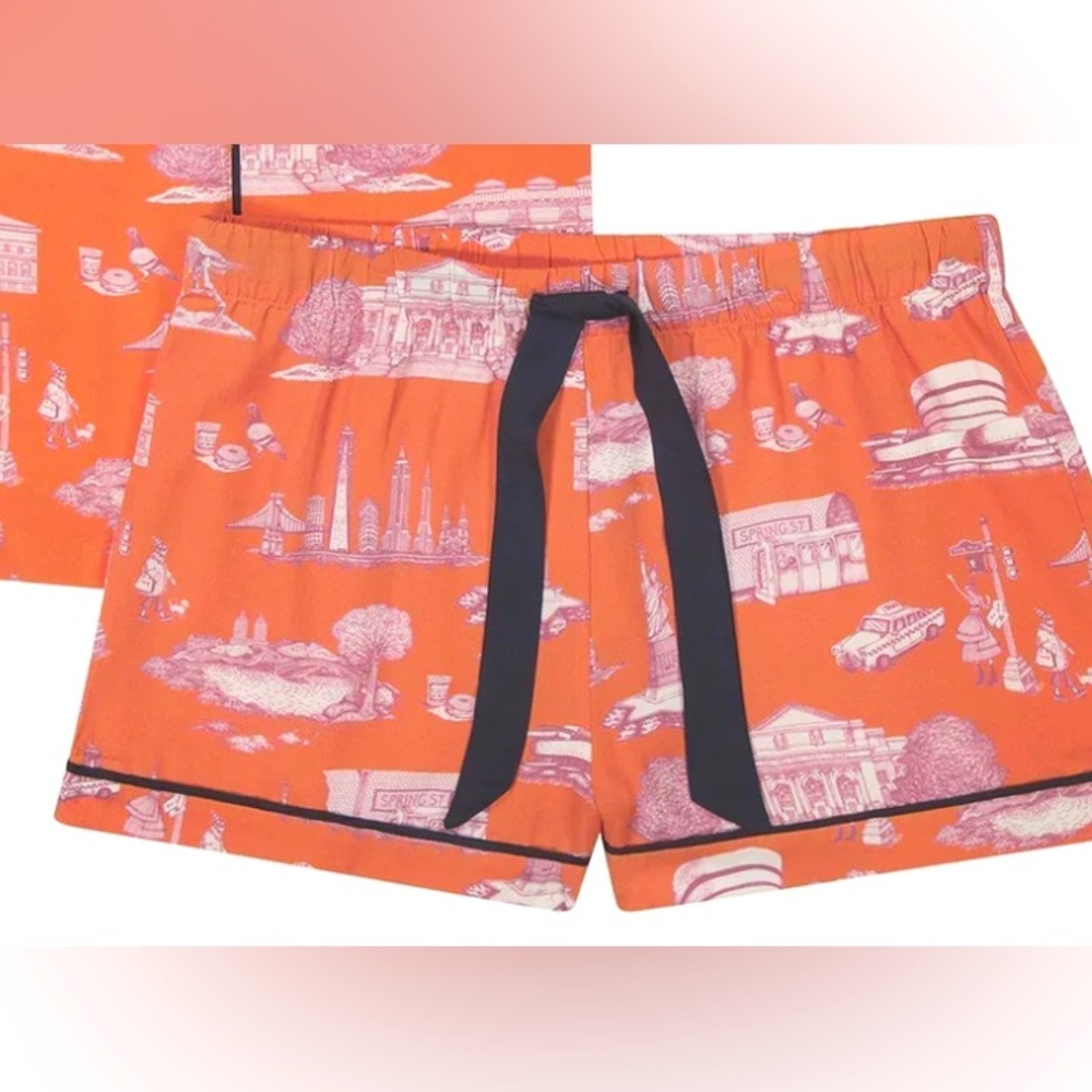 KATIE KIME pajama shorts in NYC toile